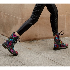 Marco Shoes High ankle boots, nubuck leather boots with a floral print grey 2