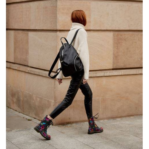 Marco Shoes High ankle boots, nubuck leather boots with a floral print grey 1