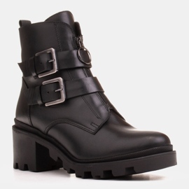 Marco Shoes Black leather ankle boots on a thick and light sole 1 Marco Shoes Black leather ankle boots on a thick and light sole 1
