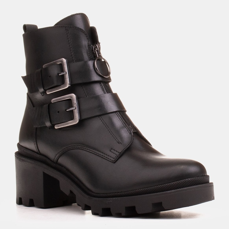 Marco Shoes Black leather ankle boots on a thick and light sole 1 Marco Shoes Black leather ankle boots on a thick and light sole 1