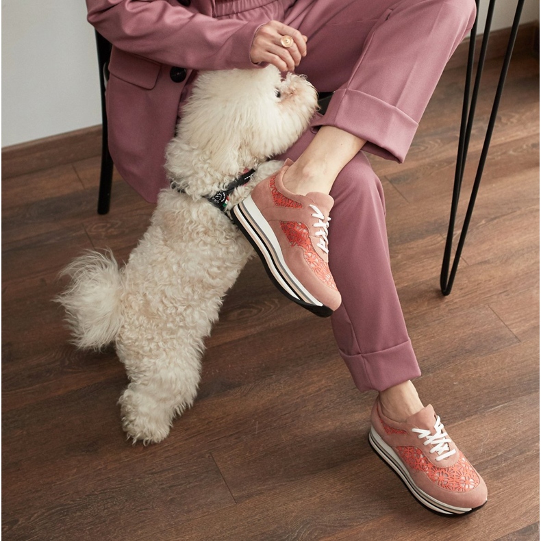 Marco Shoes Sneakers on a thick sole with breathable mesh pink 1