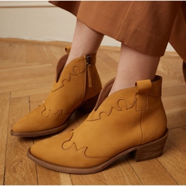 Marco Shoes Uninsulated boots with suede and wavy inserts brown yellow 1