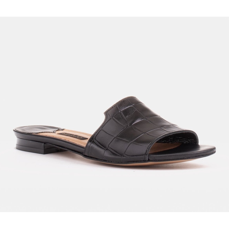 Marco Shoes Elegant women's black leather slippers 1 Marco Shoes Elegant women's black leather slippers 1