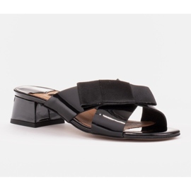 Marco Shoes Elegant women's slippers with a ribbon black 1
