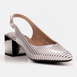 Marco Shoes Elegant ladies' pumps with metallic stripes silver 1