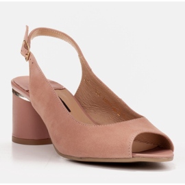 Marco Shoes Elegant women's sandals with a metallic accent pink 1