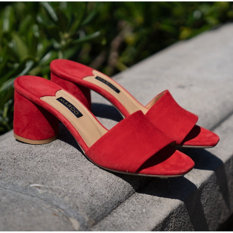Marco Shoes Marco women's slippers made of natural suede red 1