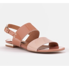 Marco Shoes Flat sandals with lacquer and metallic heel beige 1