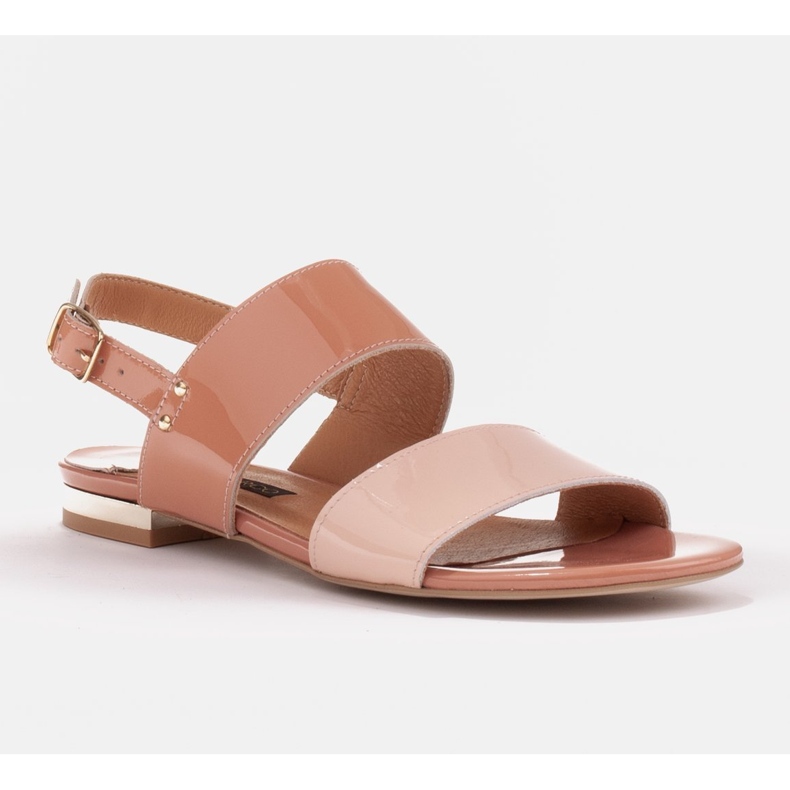 Marco Shoes Flat sandals with lacquer and metallic heel beige 1