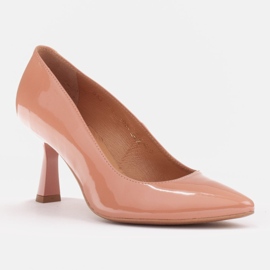 Marco Shoes Elegant pumps made of apricot lacquer orange 1