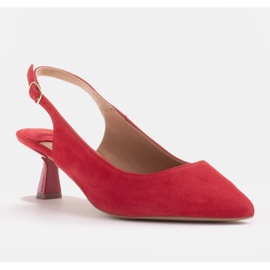 Marco Shoes Pumps made of delicate suede with a strap red 1