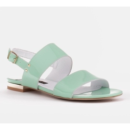 Marco Shoes Flat sandals with lacquer and metallic heel green 1