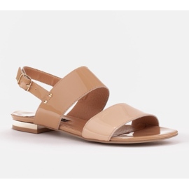 Marco Shoes Flat sandals with lacquer and metallic heel beige 1