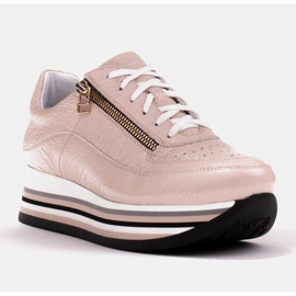 Marco Shoes Sneakers on a thick sole made of natural leather pink 1