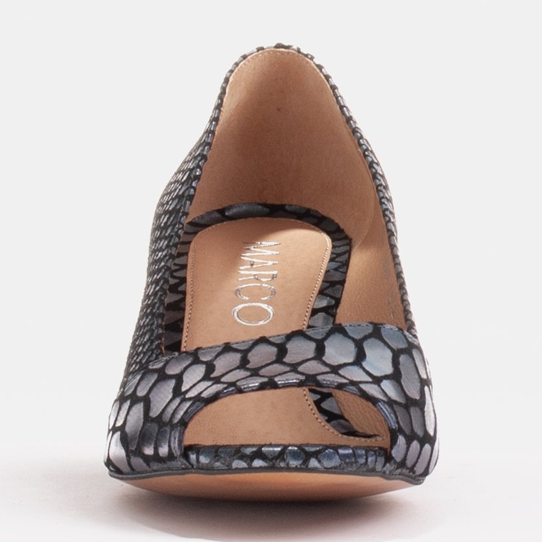 Marco Shoes Comfortable women's footwear with an open front navy blue 1