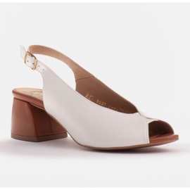 Marco Shoes 1573P white leather sandals with a stable heel 1