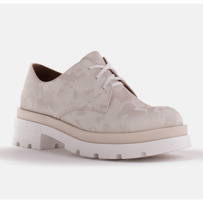 Marco Shoes Camo leather shoes with a thick sole beige 1