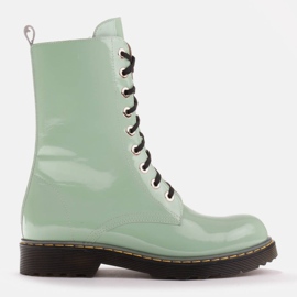 Marco Shoes High ankle boots, boots tied on a translucent sole green 1