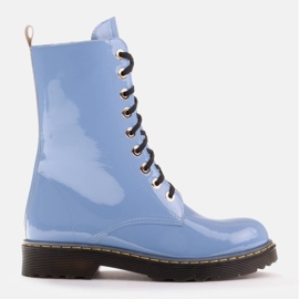 Marco Shoes High ankle boots, boots tied on a translucent sole blue 1