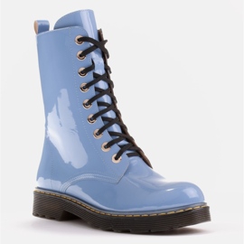 Marco Shoes High ankle boots, boots tied on a translucent sole blue 2