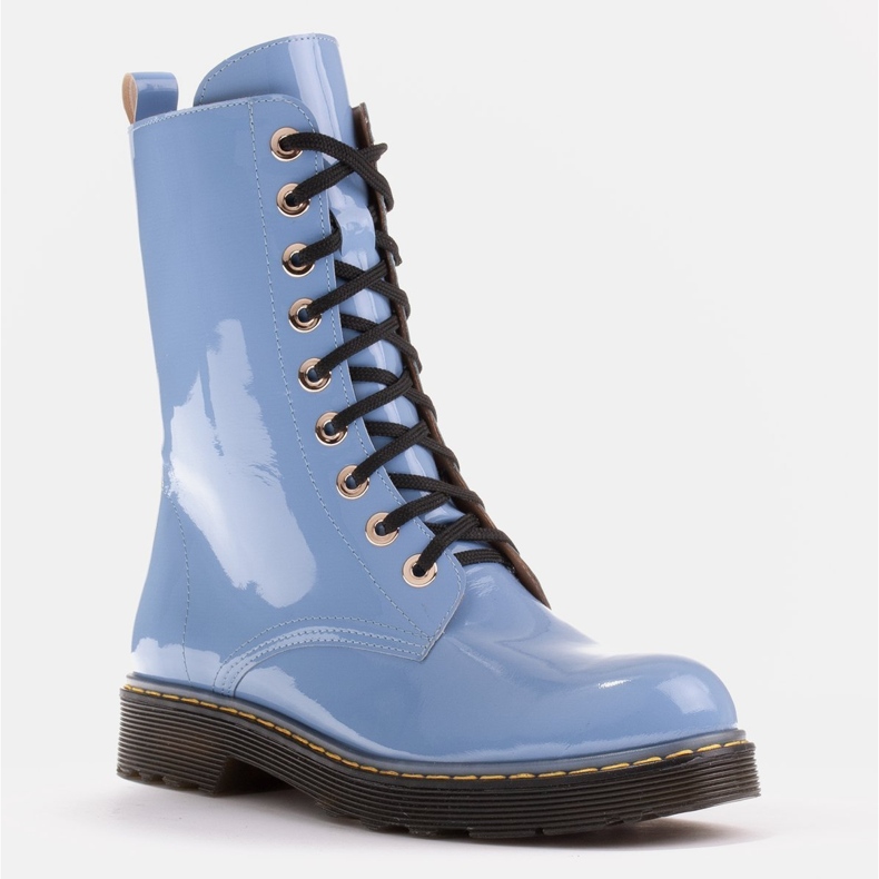 Marco Shoes High ankle boots, boots tied on a translucent sole blue 2