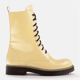 Marco Shoes High ankle boots, boots tied on a translucent sole yellow 1