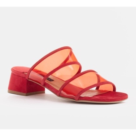 Marco Shoes Women's slippers with translucent stripes red 1