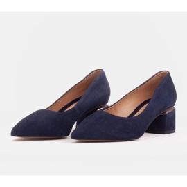 Marco Shoes Pumps made of natural suede with a silver detail in the heel blue 2