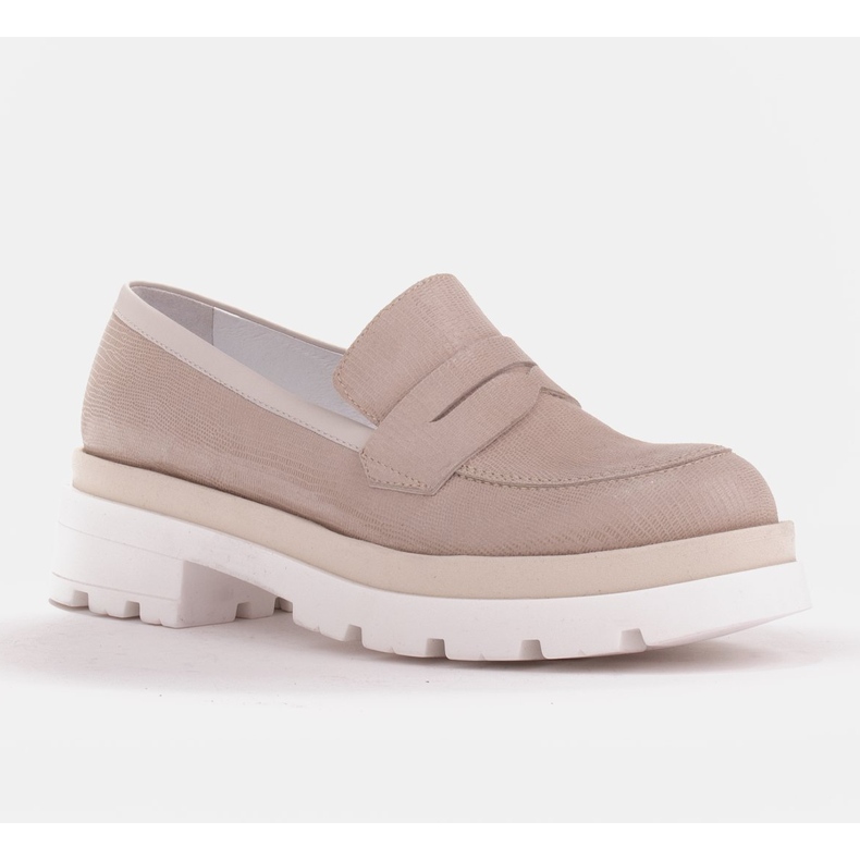 Marco Shoes Suede shoes with a pattern on a thick sole beige 1