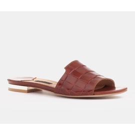 Marco Shoes Elegant brown leather women's slippers 1