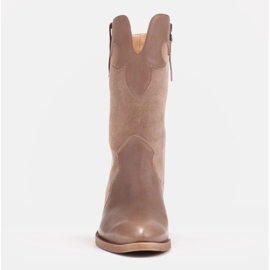 Marco Shoes Clara cowboy boots with decorative stitching beige 1