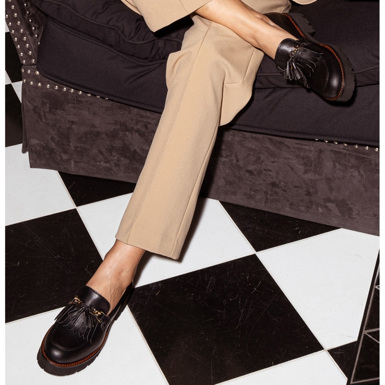 Marco Shoes Loafers with a gold chain on a light sole black 1