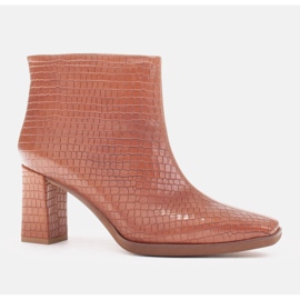 Marco Shoes Combined boots made of two types of leather brown 1