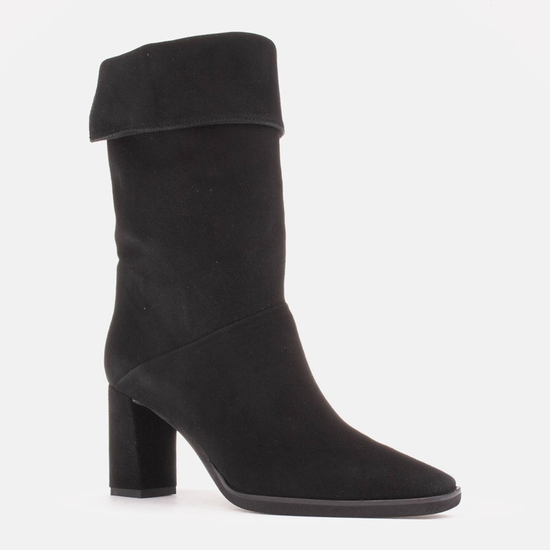 Marco Shoes High-heeled ankle boots with a turn-up collar black 1