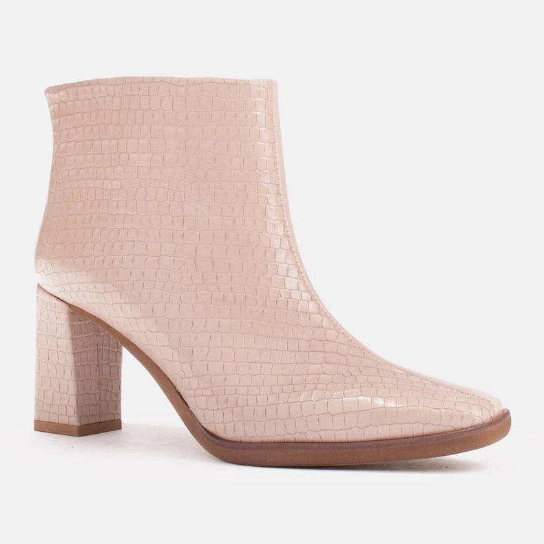 Marco Shoes Combined boots made of two types of leather beige 1