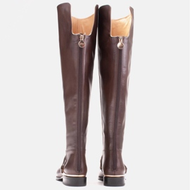 Marco Shoes Leather riding boots with gold plate brown 3