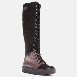 Marco Shoes Lace-up boots with decorative zippers brown black 1