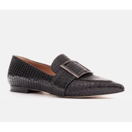 Marco Shoes Croco ballerinas with a large buckle black 1