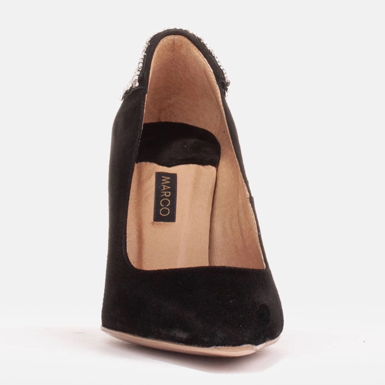 Marco Shoes Suede heels with crystals black 2