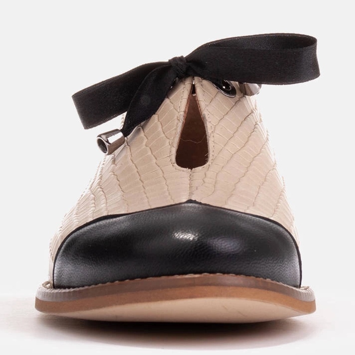 Marco Shoes Lace-up embossed leather jazz shoes 2225P-1284-001-1 beige 1