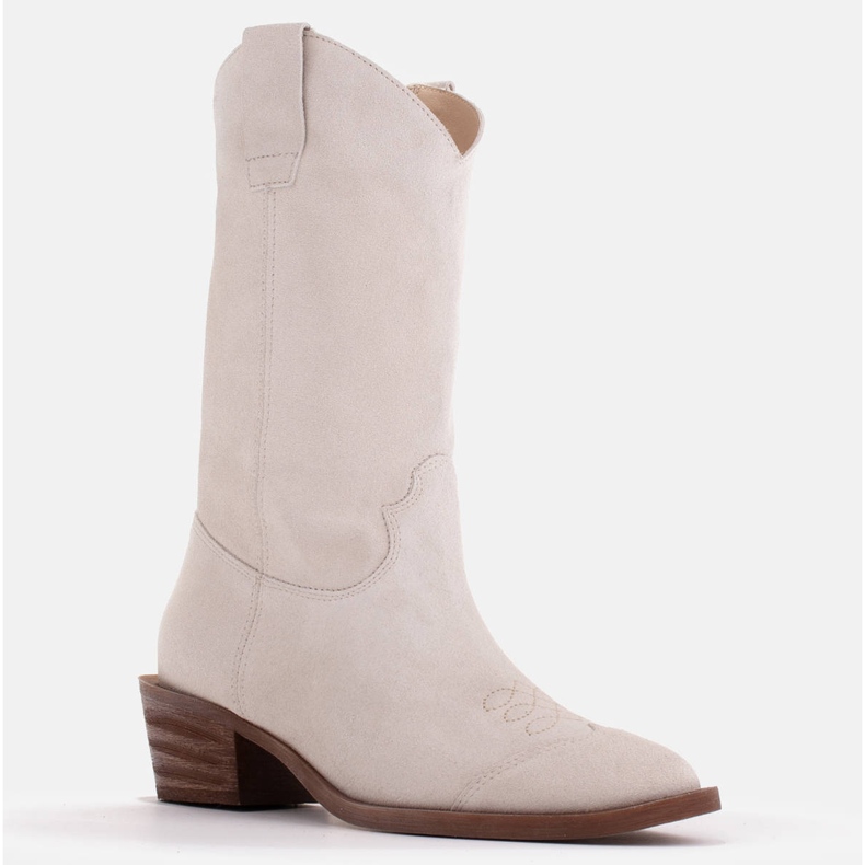 Marco Shoes Cowboy boots without natural suede insulation white 1