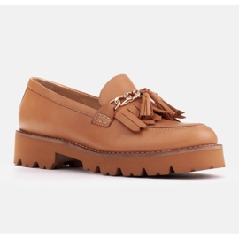 Marco Shoes Loafers with a gold chain on a light sole beige 1