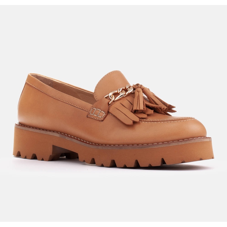 Marco Shoes Loafers with a gold chain on a light sole beige 1