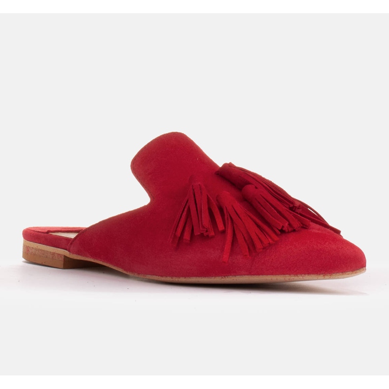 Marco Shoes Slippers with decorative fringes red 1
