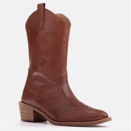 Marco Shoes Brown grain leather cowboy boots 1598B-003-1 BP 1 Marco Shoes Brown grain leather cowboy boots 1598B-003-1 BP 1