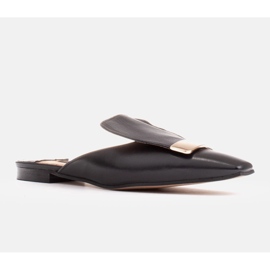 Marco Shoes Natural leather slippers black 1