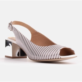 Marco Shoes Comfortable women's sandals with interesting leather white multicolored silver 1