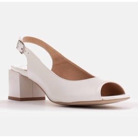 Marco Shoes Comfortable women's sandals made of white leather 1