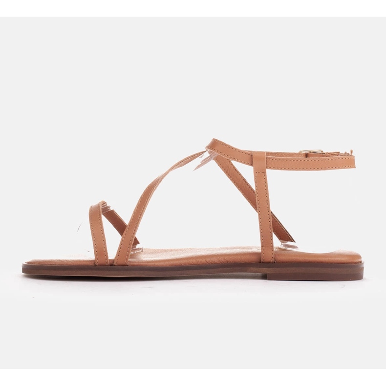 Marco Shoes Leather sandals with a flat bottom brown 2