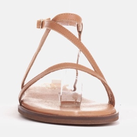 Marco Shoes Leather sandals with a flat bottom brown 1